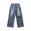 APO Men's Wear: New washed workwear jeans for autumn and winter, men's high-end high street fashion loose straight-leg pants Item Picture